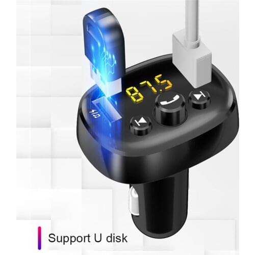 Black Fm Transmitter Bluetooth Handsfree Car Kit Wireless Car Mp3 Player Usb Car Charger 5V 3.1A 2 Port Aux Fm Modulator Mf-A1