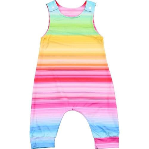 Citgeett Summer Baby Girls Boys Casual Sleeveless Jumpsuit Multicolor Rainbow Printed Pattern One-piece Clothes