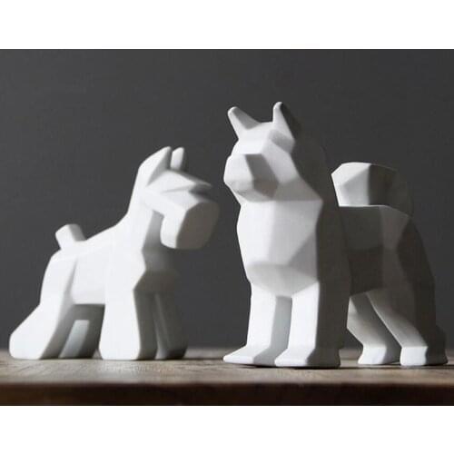 Creative Ceramic Dog Home Decor Crafts Room Decoration Ceramic Kawaii Ornament Porcelain Animal Figurines Decorations Dog Statue
