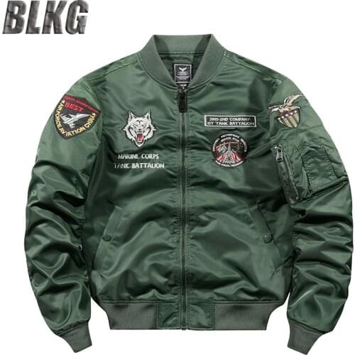 Spring Autumn Bomber Jacket Mens Air Force MA 1 Tank Embroidery Military Baseball Jacket Uniform Large Size Coat Tooling Jacket