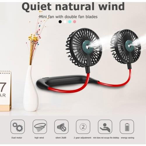 Travel Small Spray Fan Hand Free Fan USB Rechargeable Wearable Air Cooling Fan for Household Fan Cooling Accessories