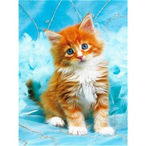 Cat Animal Printed Water-Soluble Canvas 11CT Cross Stitch Set Embroidery DMC Threads Handmade work Sewing Handiwork Sales