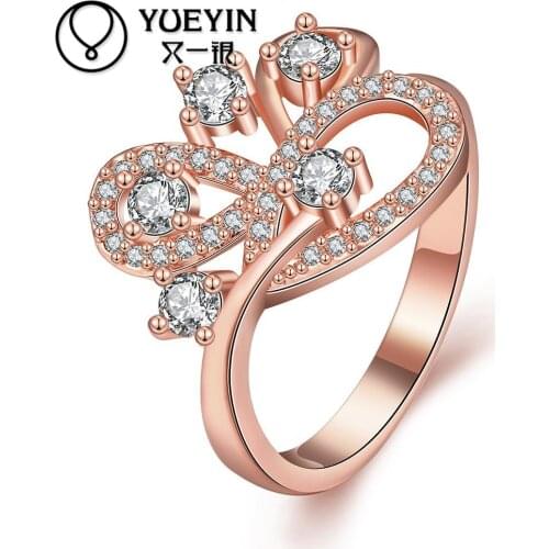 Yellow Gold color wedding ring for bridal wedding jewelry bague femme Vintage gift Artificial crystal Hot Sale