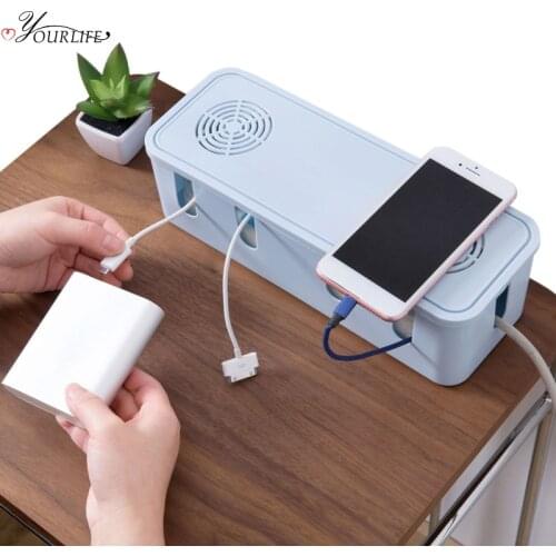OYOURLIFE Multi-function Power Cable Storage Box Power Cord Socket Safety Protect Case Family Office Desktop Cable Organizador