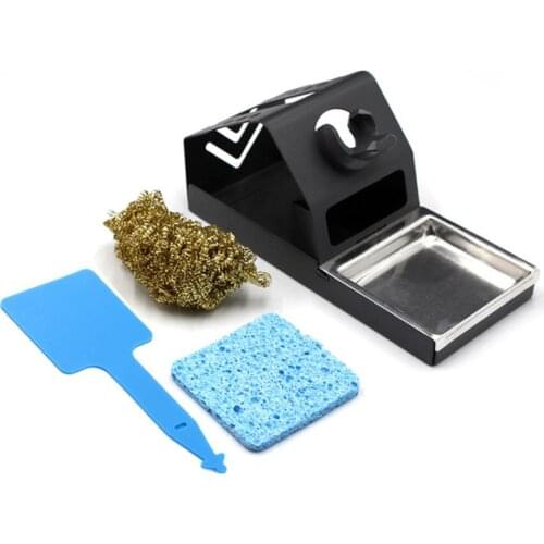 Soldering Iron Station Stand Holder Stable for T12 Welding Solder Iron with Brass Wire Ball Tips Cleaner Sponge Insulation Pad