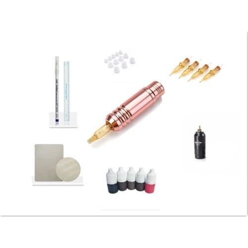 Professional Wireless Permanent makeup machine and power kit MINI tattoo pen machines kits makeup cartridges neddles tool