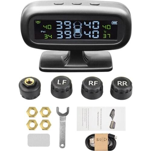 Car TPMS Solar Tire Pressure Monitoring System Digital Gauge Solar Tire Pressure for Car