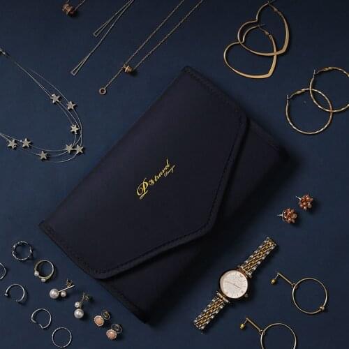 Support Custom Logo Travel Jewelry Organizer Roll Foldable Jewelry Case For Journey-Rings Necklaces Jewelry Display Storage Bag