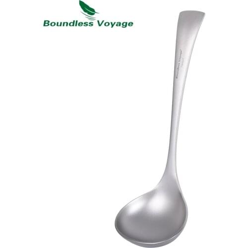 Boundless Voyage Titanium Soup Spoon Household Thickeness Long Handle Tableware Deep-bowled Ladle Scoop Gadget Cooking Kitchen