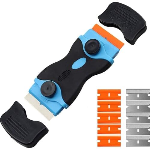 Window Tint Ceramic Glass Oven Car Razor Scraper Plastic Handle Razor Scraper Glue Sticker Squeegee Removal Knife Tool Blade