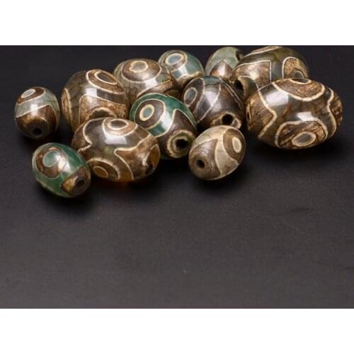 Vintage Tibetan Eyes Dzi Bead, Natural Antiqued Stone Brown Spacer Bead Hole Bead Loose Bead For Jewelry Making