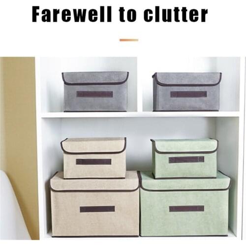 Non-Woven Storage Box with Lid Foldable Multi-purpose Storage Container Practical Organizer for Home Study Bedroom TS2