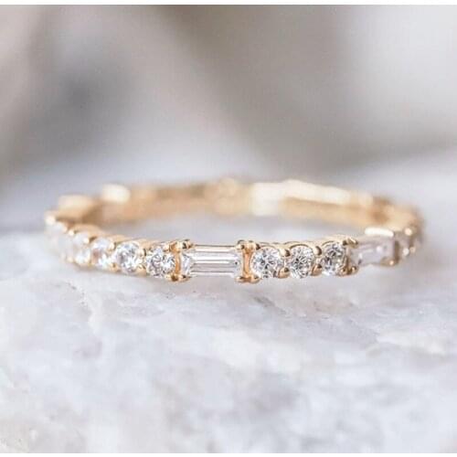 YSDLJG New 2021 Minimalist Thin Rings for Women Wedding Brilliant Cubic Zircon High Quality Versatile Female Finger Ring Jewelry