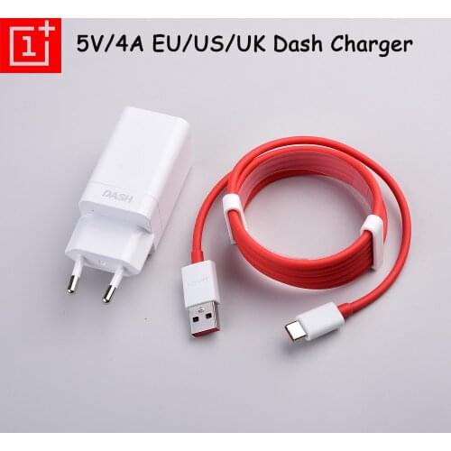 EU/US/UK Oneplus 6T Dash Charger 5V/4A Fast Charging 100cm USB Dash Type C Cable Wall Power Adapter For One Plus 1+ 6 5T 5 3T 3