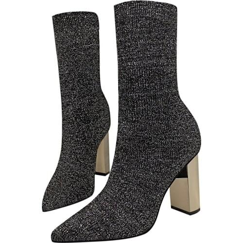 Womens shoes, metal heels, pointed toe boots 3128-2