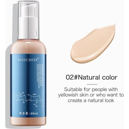 Hyaluronic Acid Liquid Foundation Brighten Skin Tone Moisturizing Concealer Nude Makeup Longlasting Whitening Facial Cream TSLM2