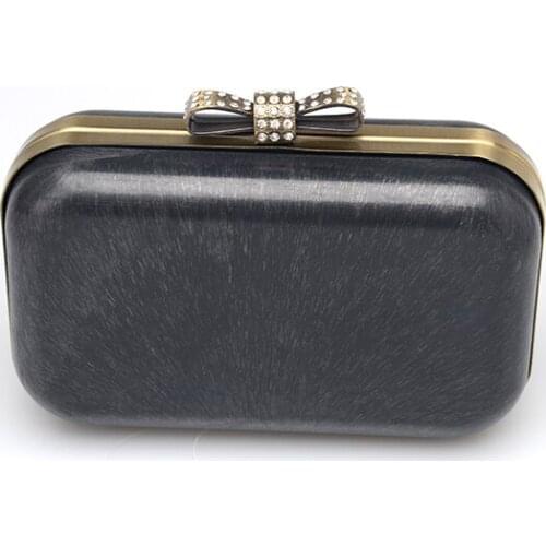 16 x 10cm - Bow Head Antique Brass Clutch Frame with Covers