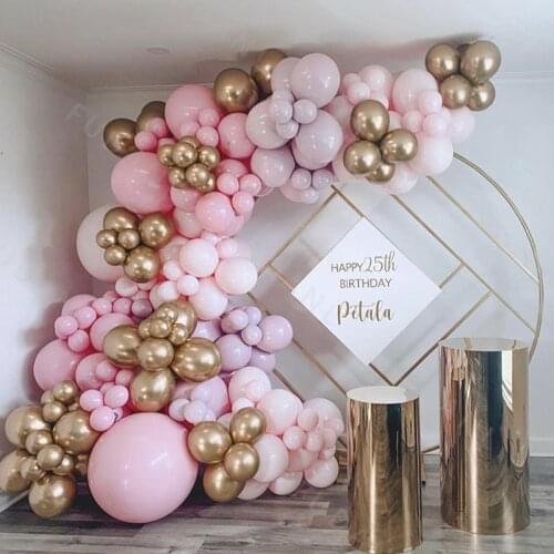194Pcs Macaron Pink Purple Balloon Garland Arch Kit Gold Chrome Latex Balloons For Wedding Birthday Party Baby Shower Decor