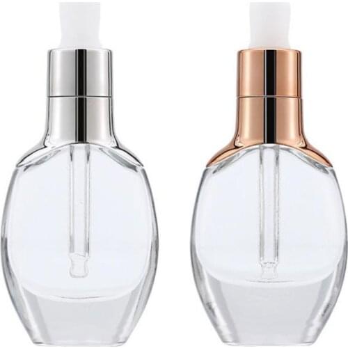 2 pieces/lot Clear Glass Mini Essential Oils Glass Perfume Bottles Travel Empty Gold/Sliver Cap with Dropper Refillable Bottle