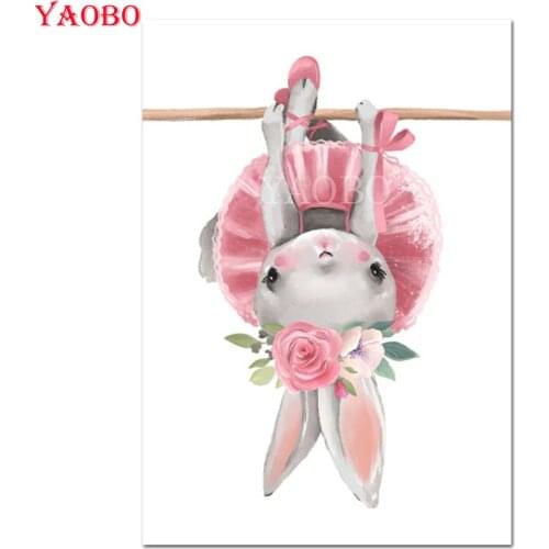 3 d Diamond Painting Cartoon bunny ballet dancing DIY Diamond Embroidery 5D Picture Of Rhinestone Square Mosaic art painting