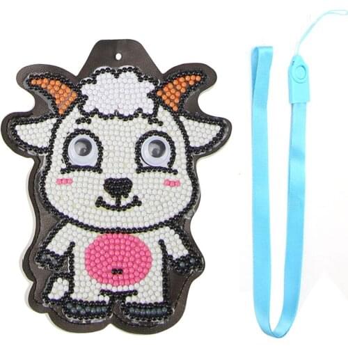 5D DIY Diamond Painting Animals PU Leather Bus Card Hanging Bag ID Card Holder Storage Bag Coin Money Container Gift With Rope