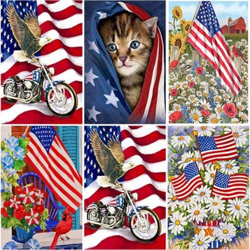 5D DIY National Flag Diamond Painting Kit Full Square/Round Drill Diamond Embroidery Cross Stitch Rhinestone Mosaic Wall Art