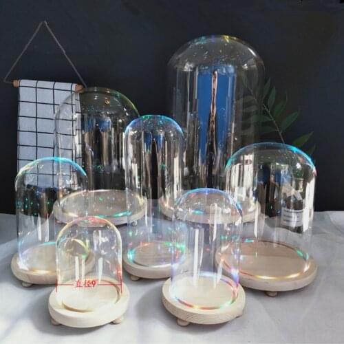 Free Shipping Diameter=10cm Different Height Glass Dome Vase Home Decoration Luminous Log Base Cover Friend Gift Wedding Prop