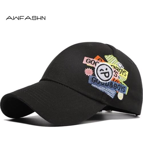 New Cartoon Smiley Face Embroidery Baseball Cap Mens Cap Summer Ladies Hat Shade Sports Leisure Elastic Cap Adjustable Cotton