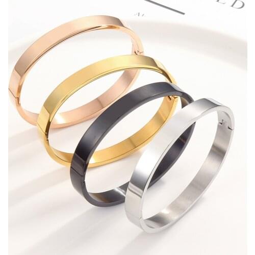 Titanium Steel Bracelet Open Smooth Stainless Steel Bracelet Female Jewelry DIY Custom Forever Love for Couples