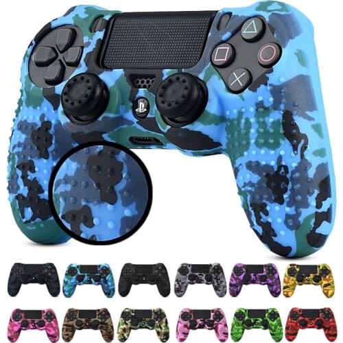 PS4/SLIM /pro Camouflage Anti-Slip STUDDED Silicone Case Cover Skin with 2xThumb Grip Cap for Dualshock 4 Controller