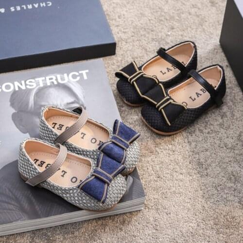 New Girls Princess Shoes Baby Fashion Bow Toddler Student Party Dance Shoe Kids Flats Weave Mary Jane Sneakers Children Sandals