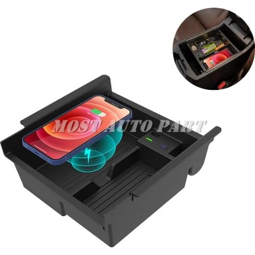 Interior Car Wireless Charger Phone Fast Charger Storage Box For Toyota 4Runner 2010-2021 The Phone With QI Wireless Charging