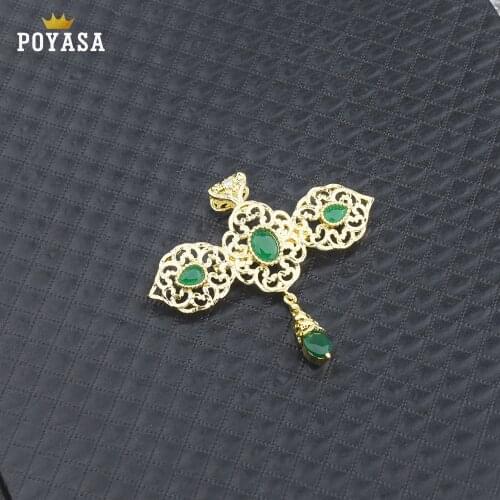 Colorful Crystal Brooches for Women Men Wedding Bridal Party Water Drop Golden Brooch Pin Jewelry Pendent