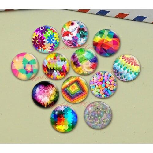 Handmade Round Color candy photo glass Cabochons, Jewelry Finding Cameo Pendant Settings, (F052-606)