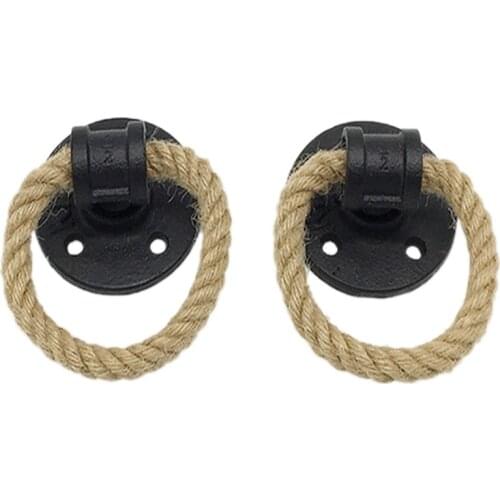 Hot Vintage Drop Ring Drawer Knobs Hemp Rope Black Bronze Wardrobe Cupboard Pull Cabinet Knobs Handle Furniture Hardware