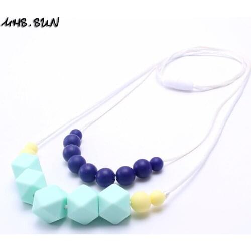 MHS.SUN BPA Free Baby and Mom Silicone Beads Necklace Doule-Layered Silicone Teething Nursing Beads Necklace Food Grade Jewelry