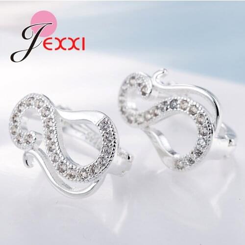 New Wedding S Shaped 925 Sterling Silver Women Bridal Lever Back Clips Earrings Micro Pave Shiny Zircons Korean Jewelry