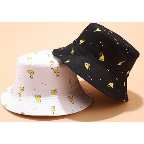 VORON 2019 Reversible Bucket Hat Unisex Fashion Bob Caps Hip Hop Gorro Men Summer Caps Beach Sun Cartoon Bucket Hat Fishing Cap