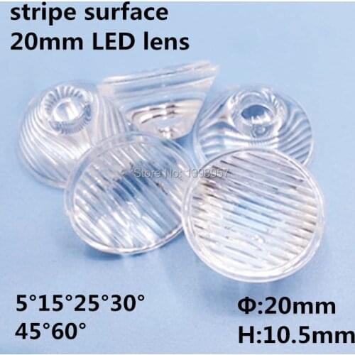 50pcs/lot Stripe Surface LED Lens 20mm Plano-concave Lenses Optical Grade PMMA For High Power LEDs 4 Degree to Choose
