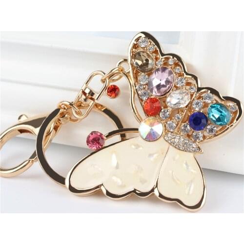 Butterfly Pendant Charm Rhinestone Crystal Purse Bag Keyring Key Chain Accessories Wedding Party Lover Friend Gift