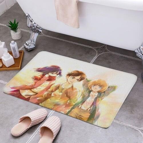 Eren Yeager Mikasa Ackerma 3D Print Doormats Rectangle Non-Slip DoorMat Bedroom Kitchen Entrance Print Door rugs Dropshipping