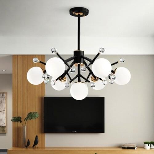 Luxury Nordic Style Chandelier Glass Iron Magic Beans for Living Room Lamps Creative Personality Branches Household Light