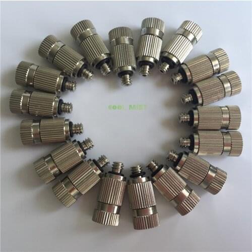 S142 Total 50pcs Threaded Brass Fog Mist Nozzle Misting Fogging Spray Sprinkler Head Mist Water Sprayer