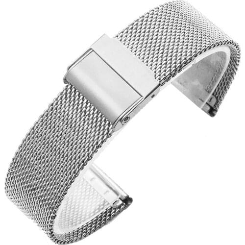 20mm Quick Release Mesh Strap For Watches Stainless Steel Milanese Strap Fashion Silver color Watch band Full Steel Watchband