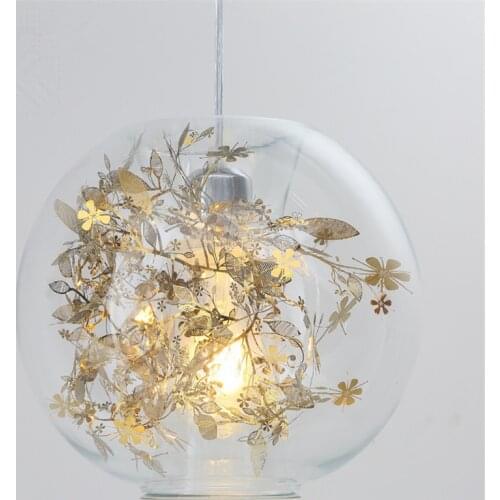 Modern E27 LED Kitchen Dining & Bar Pendant Lights Art Goid Silver Glass Lighting Fixture for Bar Bedroom Living Room Luminaria