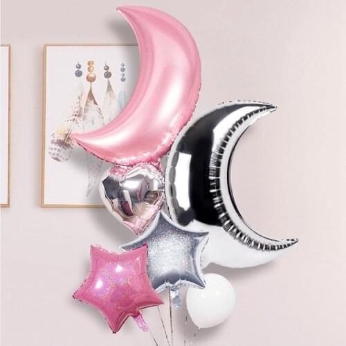 Staraise 4pcs Gold Star Baloon Moon Party Balloon Moon and Star Party Decorations Wedding Event Birthday Ballons Accessories