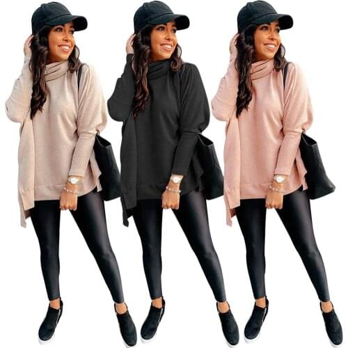 Echoine Autumn Winter Women High Elastic Side Split Thick Sweaters Long Sleeve Turtleneck Soft Warm Pullover vintage turtleneck