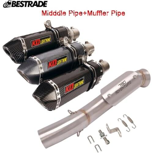 Motorcycle Exhaust System Middle Link Pipe Connect Tube Slip 51mm Muffler Stainless Steel Modified For 790 Adventure 2020-2021