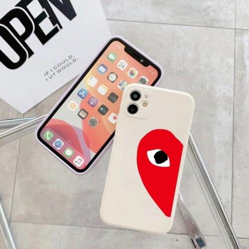 Japan brand Soft TPU white Phone Case For iPhone 11 12 Pro max 12mini XS Max XR 7 8 Plus off red love heart Cover Shell Fundas