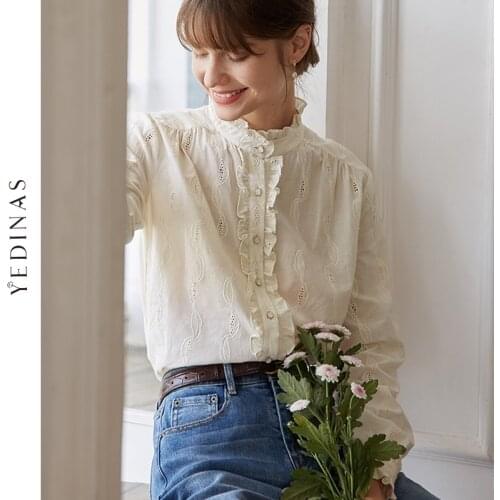 Yedinas Stand-up Collar Blouses